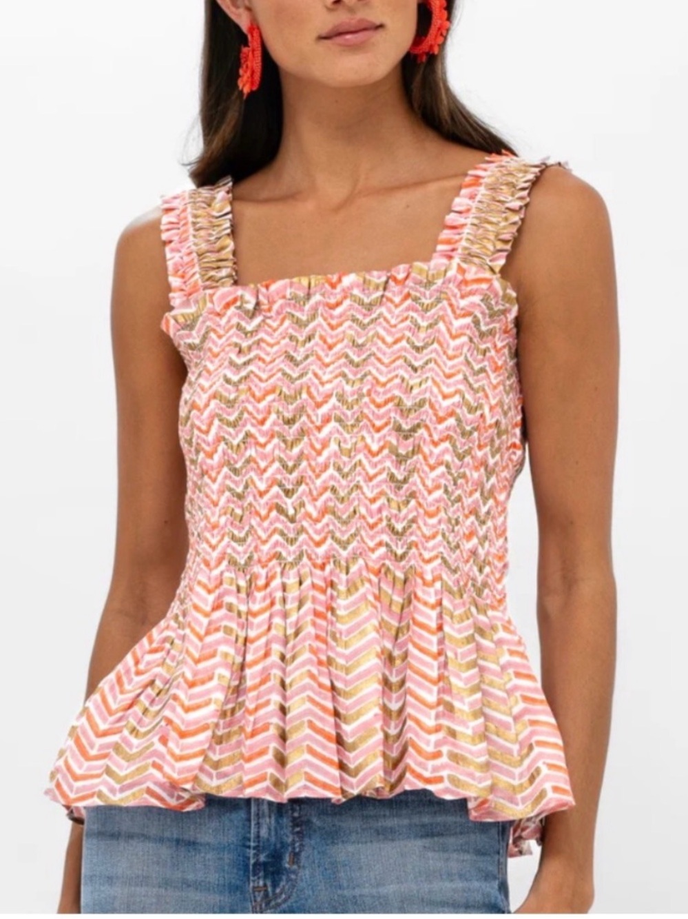Oliphant Smocked Tank Top in Sonoma Multi